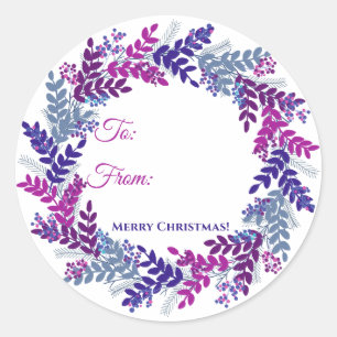 Autocollant cadeau de Noël pour Berry rose violet