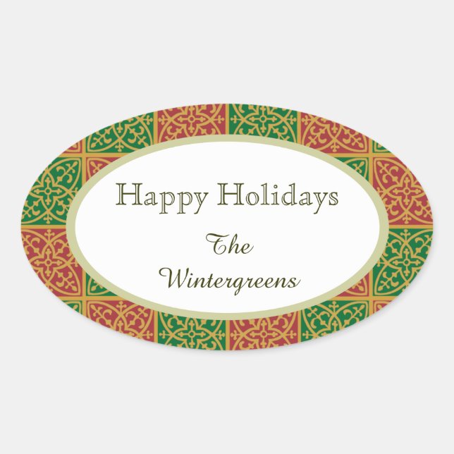 Autocollant cadeau Elegant Rouge et Vert Motif per (Devant)