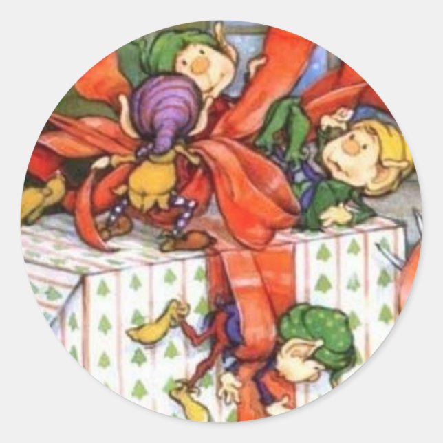 Autocollant cadeau Elves de Noël (Devant)