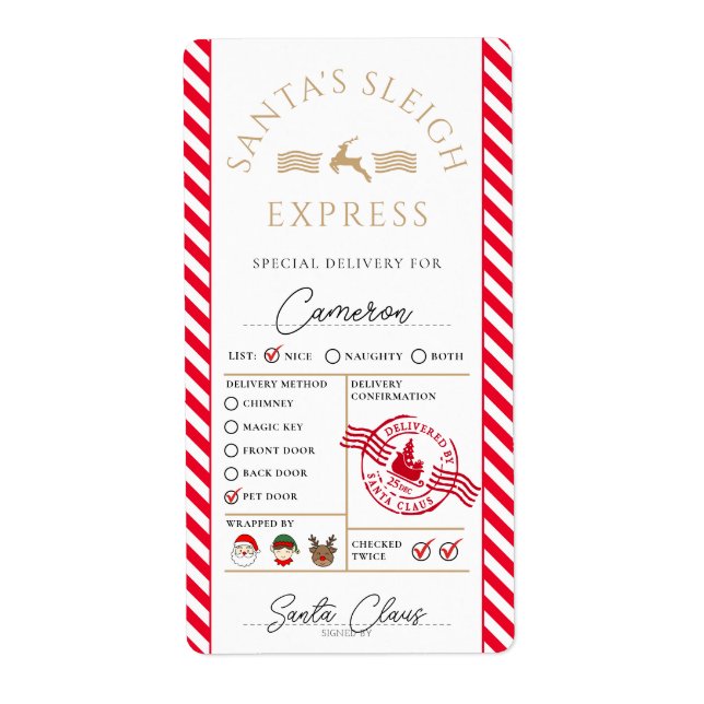 Autocollant cadeau père Noël Mail Express Livraiso (Devant)