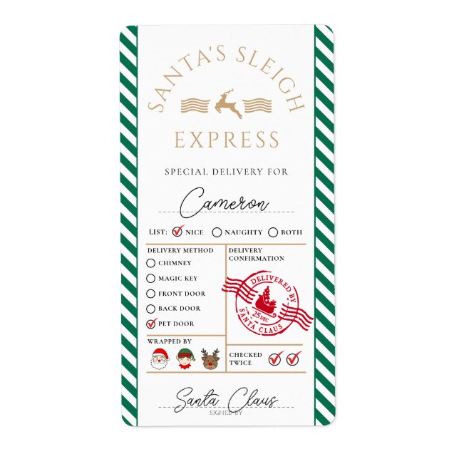 Autocollant cadeau père Noël Mail Express Livraiso (Devant)