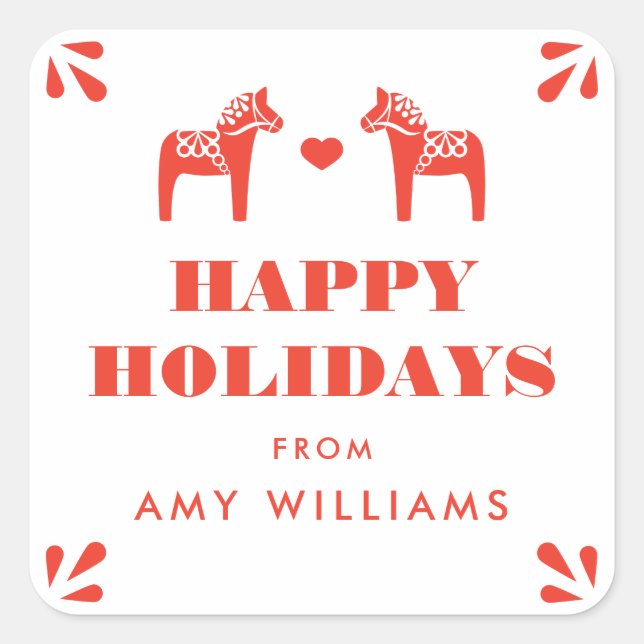 Autocollant cadeau Red Swedish Dala Horse (Devant)