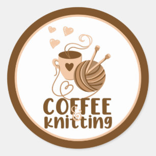 Autocollant café et tricot