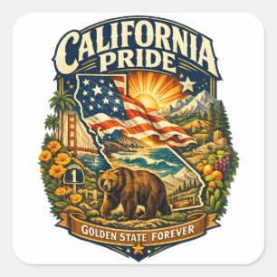 Autocollant California Pride Golden State Forever