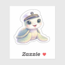 Autocollant Capitaine Tortue de Mer Mignonne