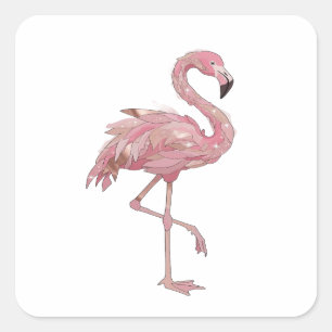 Autocollant carré argent FLAMINGO