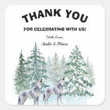 Autocollant Carré Baby shower pour animaux foresti