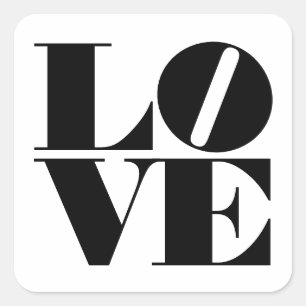 Autocollant Carré Bold Love Black White Valentines
