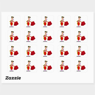 Autocollant Carré Bullfighter Et Red Cape