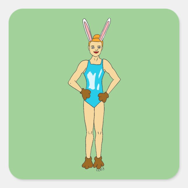 autocollant carré bunnygirl (Devant)