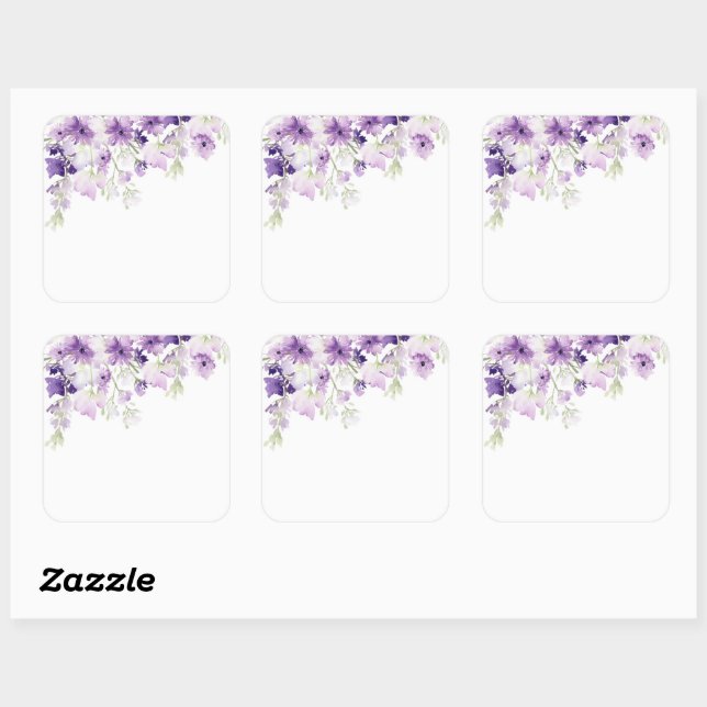 Autocollant carré de baby shower de fleurs sauvage (Feuille)