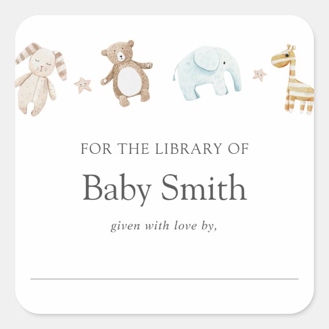 Autocollant Carré de bibliothèque de Baby showers  (Devant)