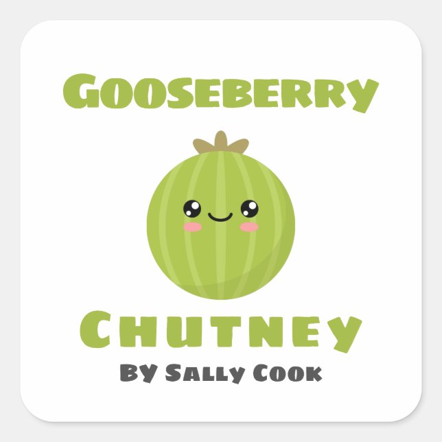 Autocollant carré de chutney de gooseberry (Devant)