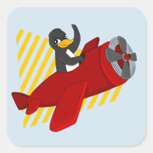 Autocollant carré de dessin animé volant