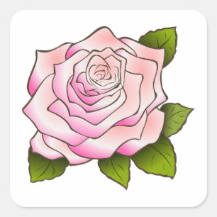Autocollant Carré de dessin rose vintage