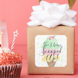 Autocollant carré de glace «Elle a été ramassée»