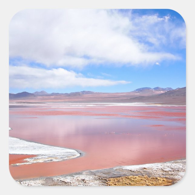 Autocollant carré de Laguna Colorada en Bolivie (Devant)