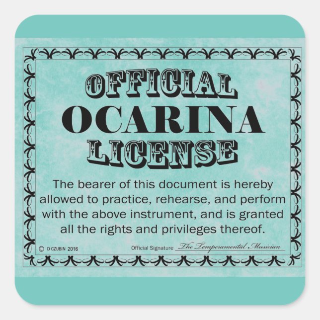 Autocollant Carré de licence Ocarina (Devant)
