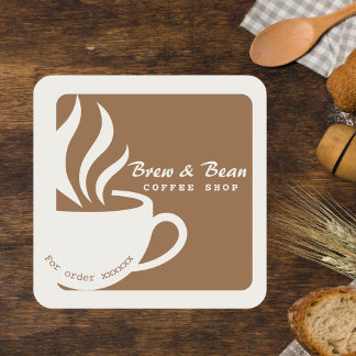 Autocollant carré de logo de café personnalisé mar