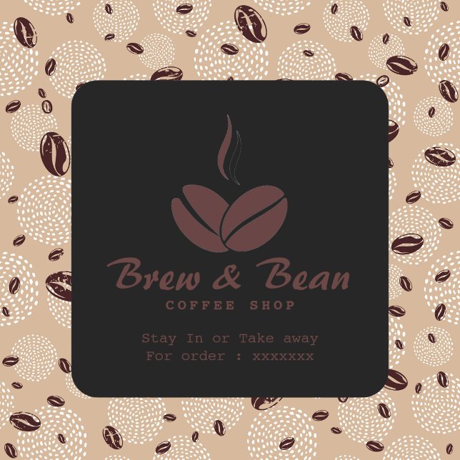 Autocollant carré de logo de salon de café Black C (Créateur téléchargé)