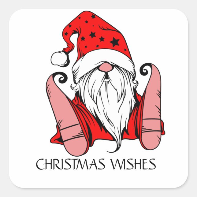 Autocollant Carré de Noël Gnome de Père Noël tombé (Devant)