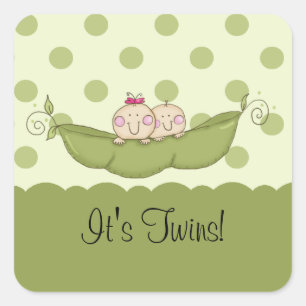 Autocollant carré de petits de pois jumeaux doux