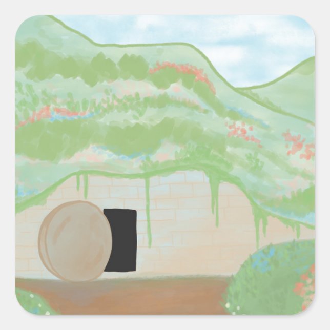 Autocollant carré de résurrection (Devant)