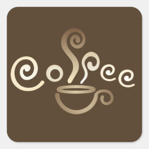 Autocollant carré de tasse de café