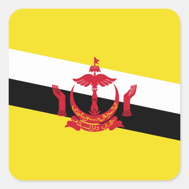 Autocollant carré du drapeau patriotique du Brunei (Devant)