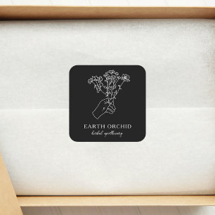 Autocollant Carré en or Herbal + Apothécaire Flora