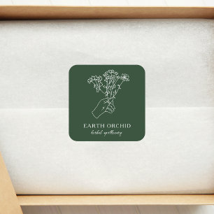 Autocollant Carré en or Herbal + Apothécaire Flora