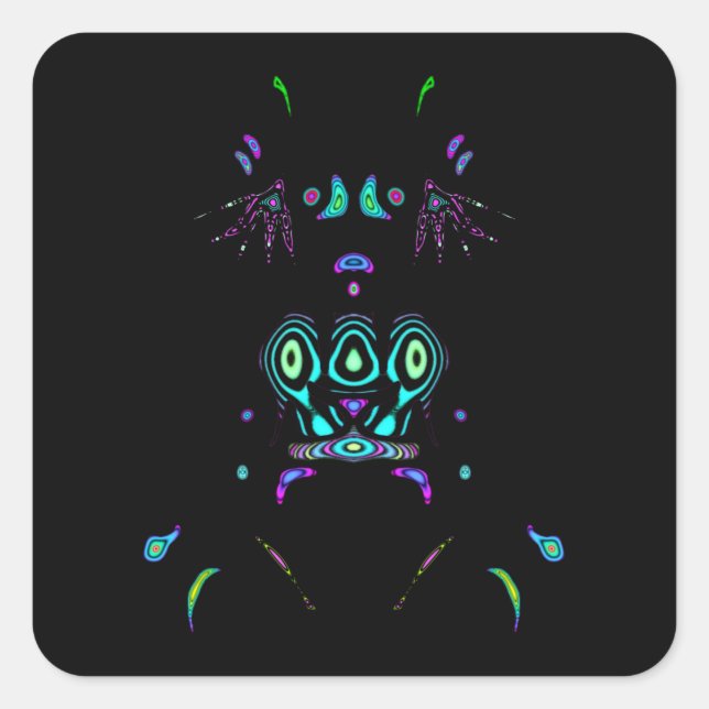 Autocollant carré fluo tribal v2 (Devant)