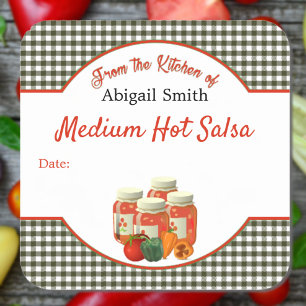 Autocollant carré légumes salsa en conserve