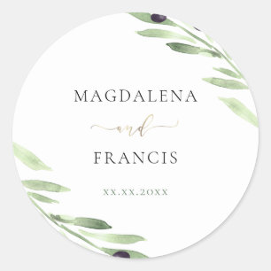 autocollant carré mariage de branche d'olivier