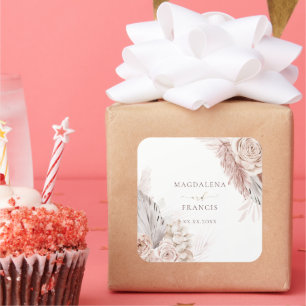 Autocollant carré mariage de fleurs boho