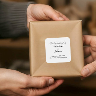 Autocollant carré Mariage Noir et Blanc