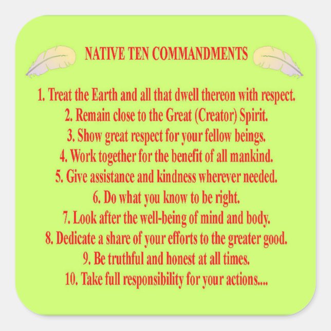 Autocollant Carré natif 10 commandements (Devant)