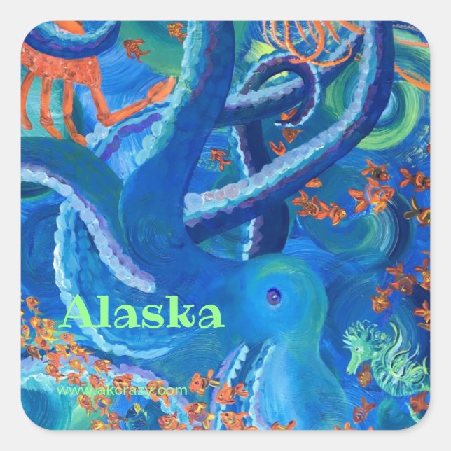 Autocollant carré Octopacifica _ALASKA (Devant)