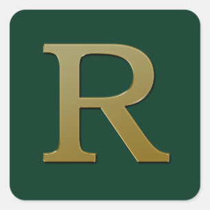 Autocollant Carré or Lettre R