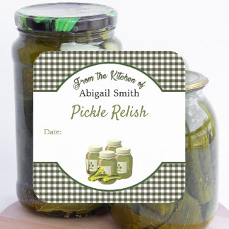 Autocollant carré pour conserves de pickles et de