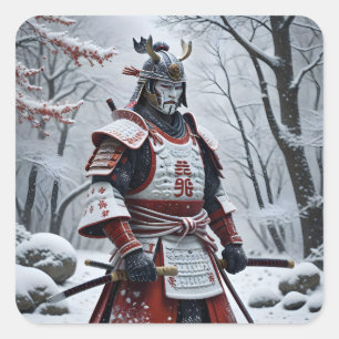 Autocollant carré Samouraï japonais