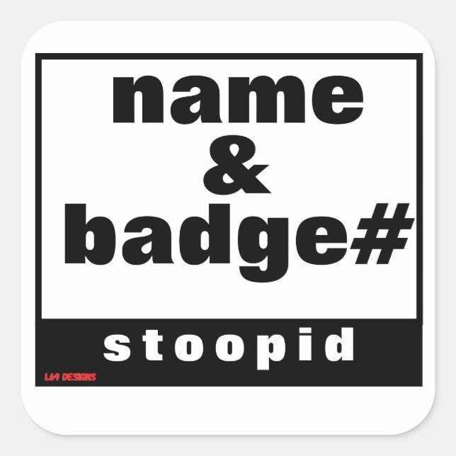 autocollant carré transparent "NOM & BADGE#" (Devant)