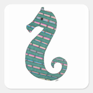 Autocollant Carré Turquoise Seahorse