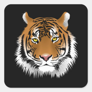 Autocollant carré visage de tigre