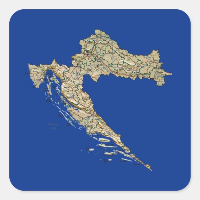 Autocollant Carte Croatie (Devant)