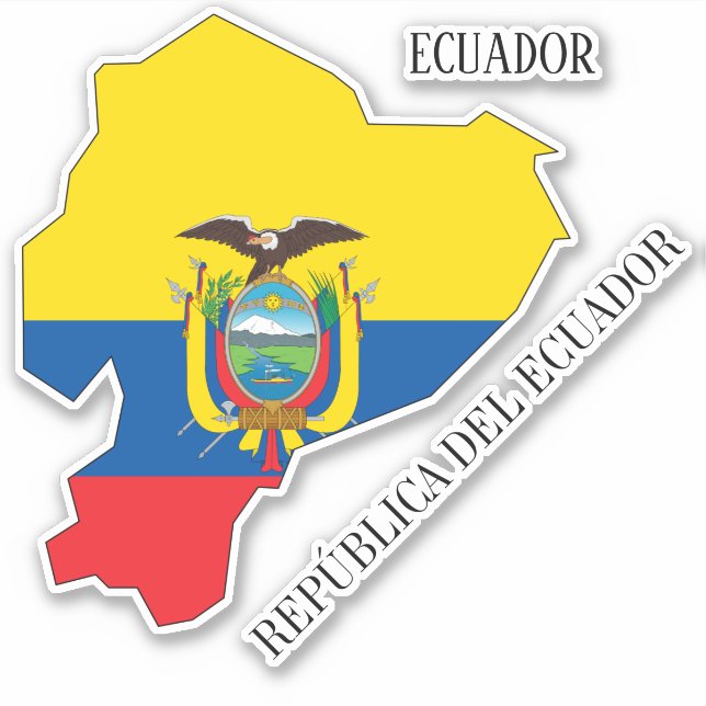 Autocollant Carte Drapeau Equateur (Devant)