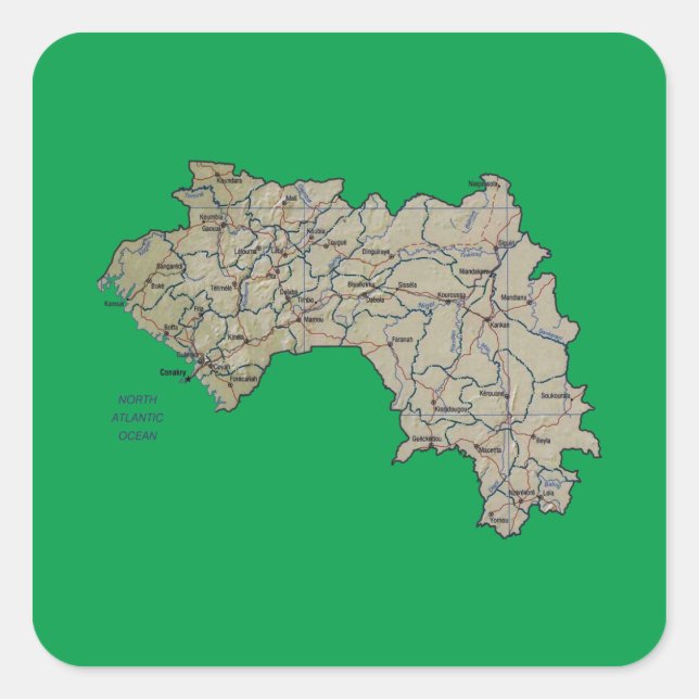 Autocollant Carte Guinée-Conakry (Devant)