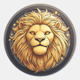 Autocollant Cercle Cosmique Lion Doré