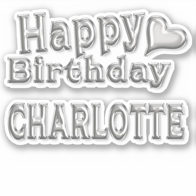 Autocollant Charlotte Joyeux Anniversaire argent (Devant)