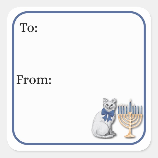 Autocollant chat et menorah (Devant)
